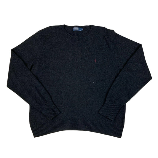 Dark Grey Vintage Polo Ralph Laureen Knit Jumper L XL