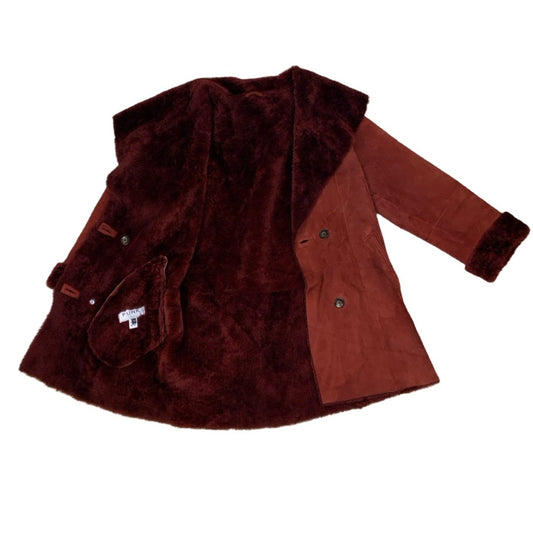 Vintage 90s 'Funk' Red Sheepskin Shearling Fur Coat M 16