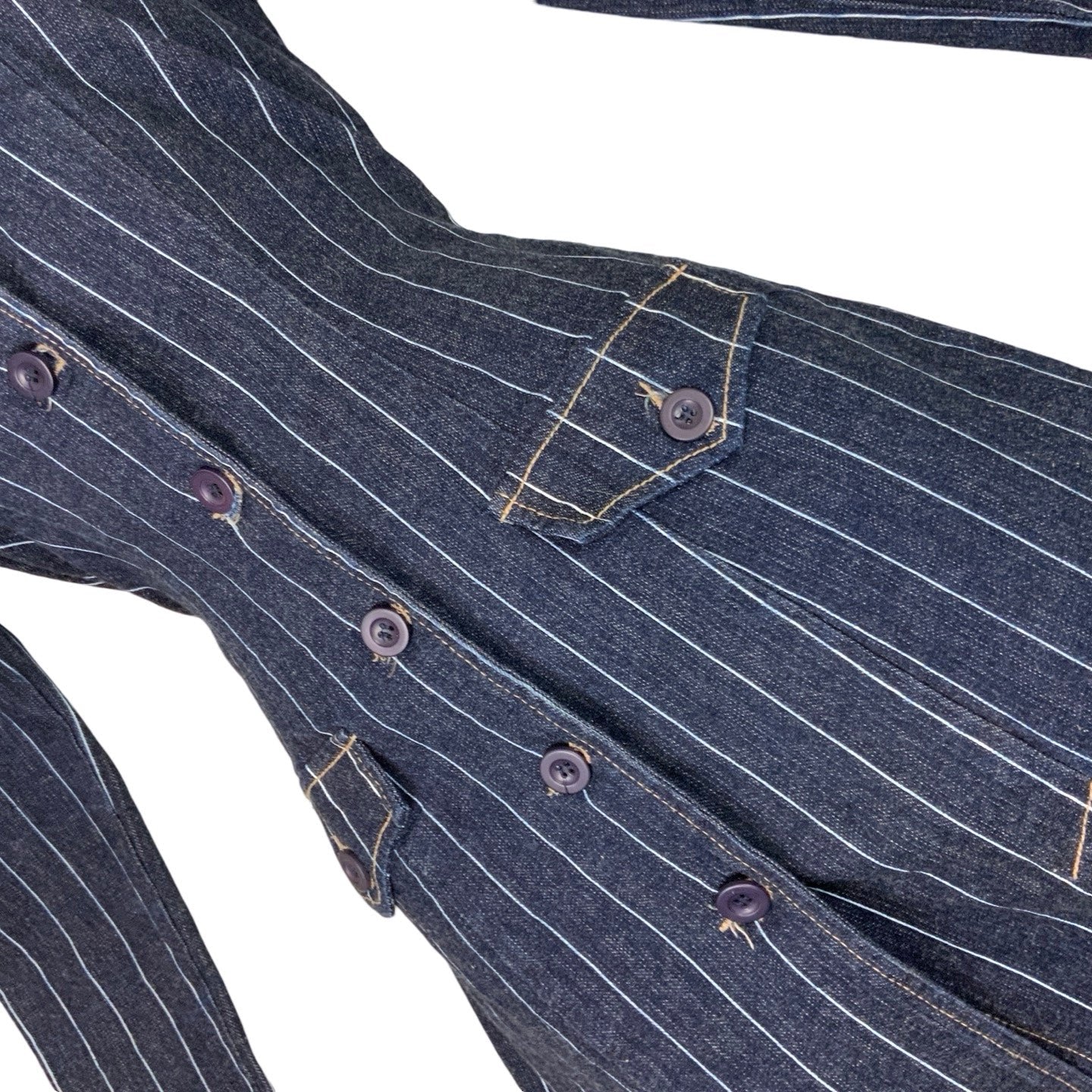 Vintage 'Rampage Jean Company' Denim Pinstripe Midi Dress S 10