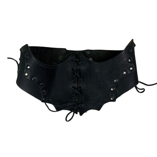 Vintage 80s Black Studded Gothic Bat Vampire Corset Belt