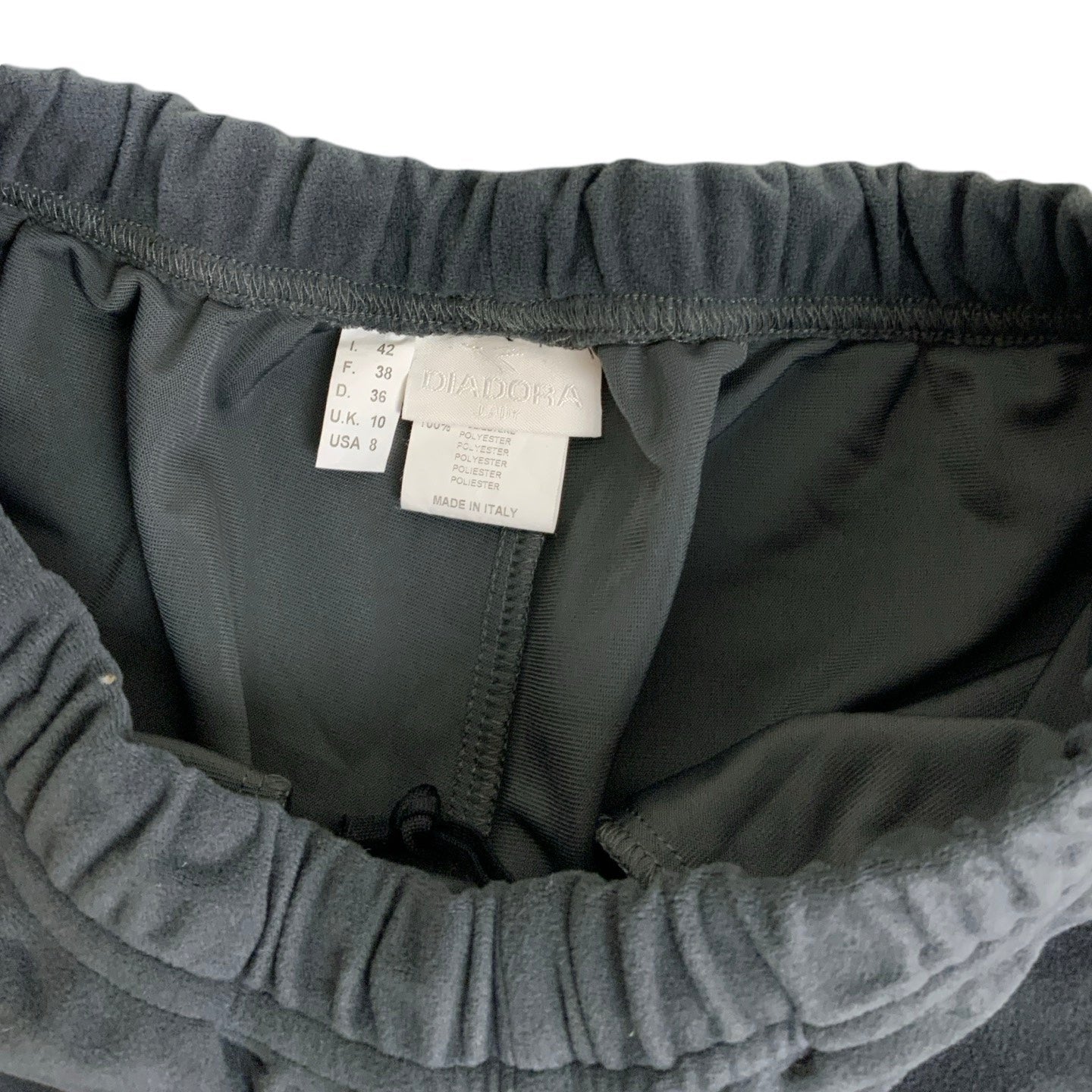 Vintage 90s 'Diadora' Charcoal Grey Velour Joggers XS X 8 10