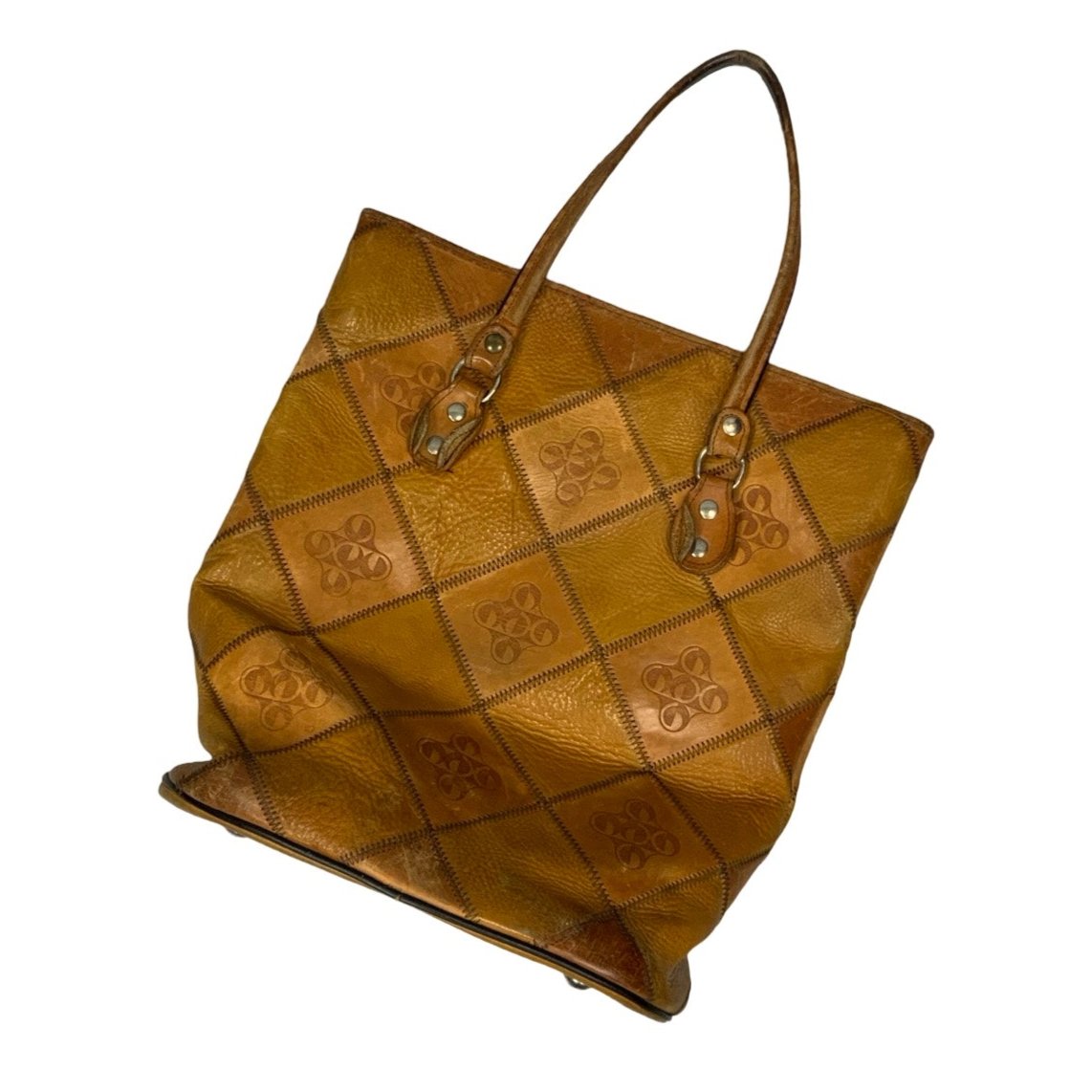 Vintage Brown Patchwork Leather Handbag