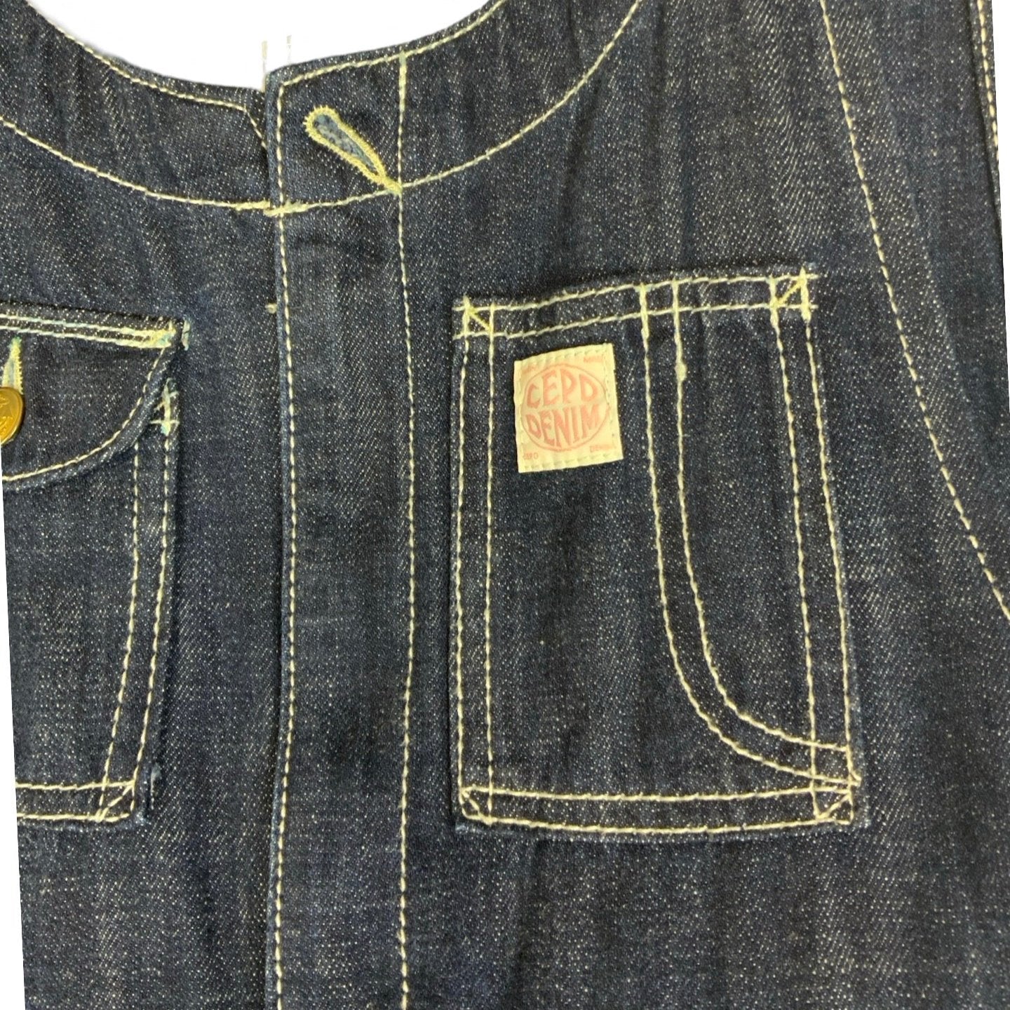 Vintage 90s Union Made Dark Blue Denim Dungarees Bib Overalls 34W 27L