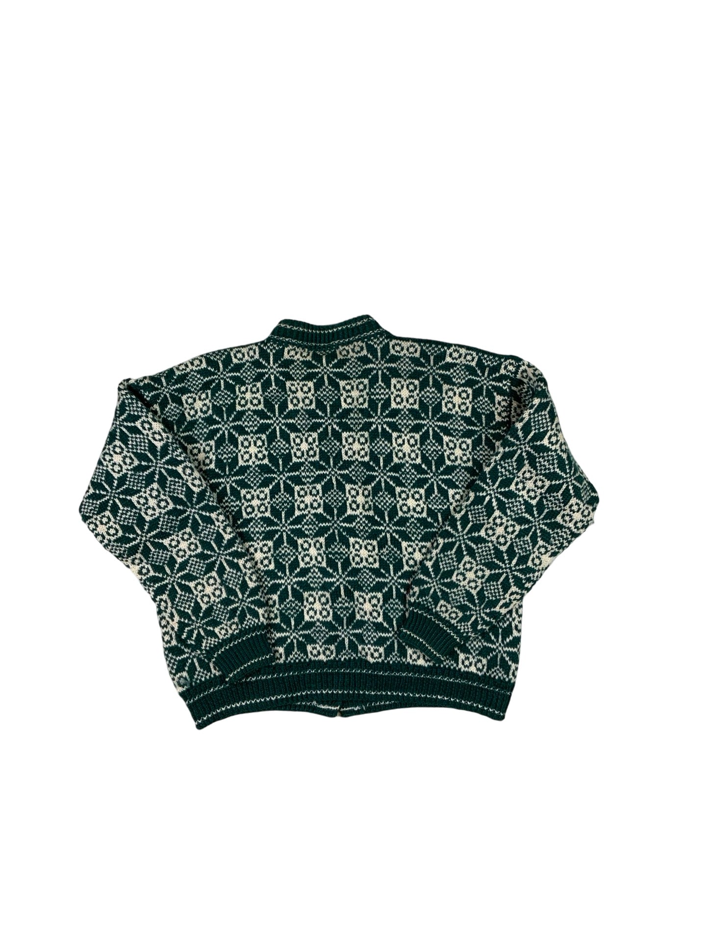 Vintage Nordic Knit Green Fair Isle XS S