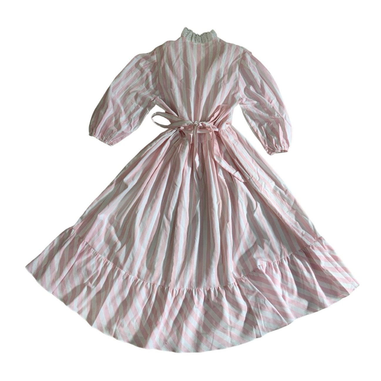 Vintage 'Carl Hofmann' Rockabilly Prairie Pink White Stripe Aline Midi Dress 10 12