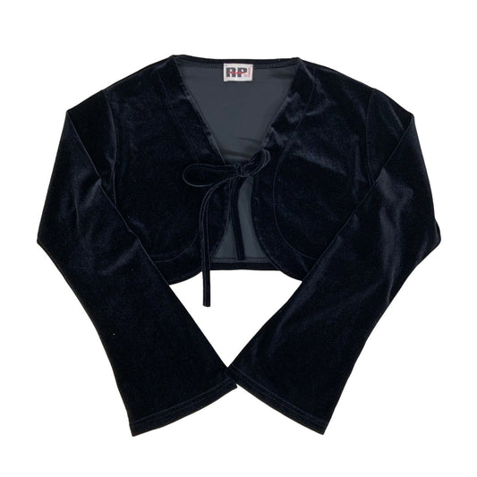 90s Y2K Velvet RP Tamar Paris Black Crop Cardigan XS S 8 10