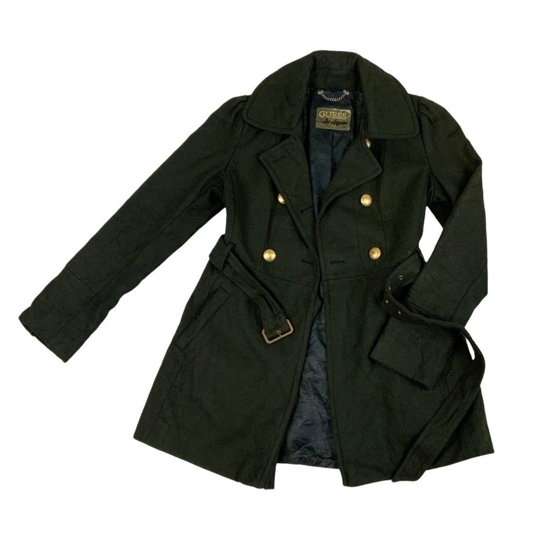 GUESS Double Breasted Green Military Peacoat S 10 12