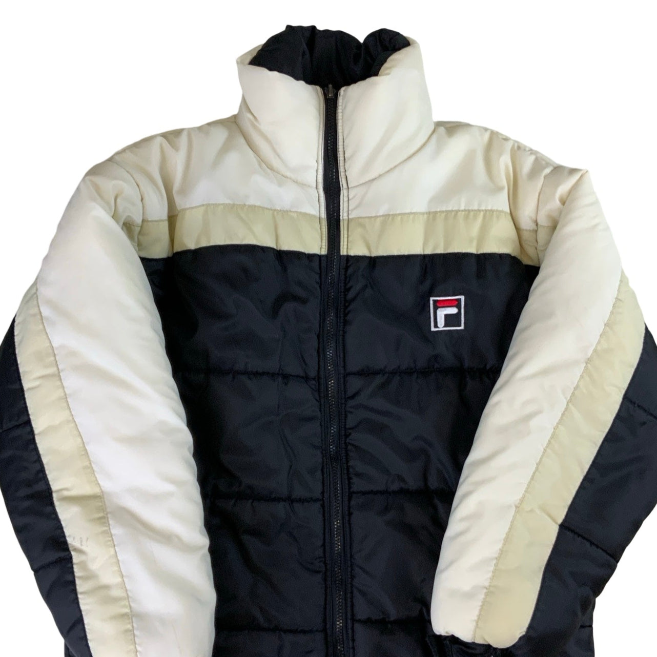 Vintage Fila Cream and Black Puffer Jacket S M