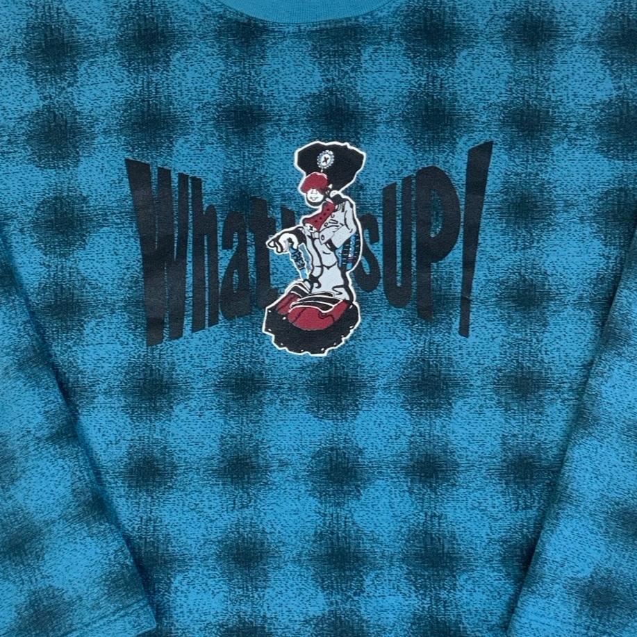 Vintage 90s Blue Black 'Whats Up!' 'Bando' Sweatshirt XL 20