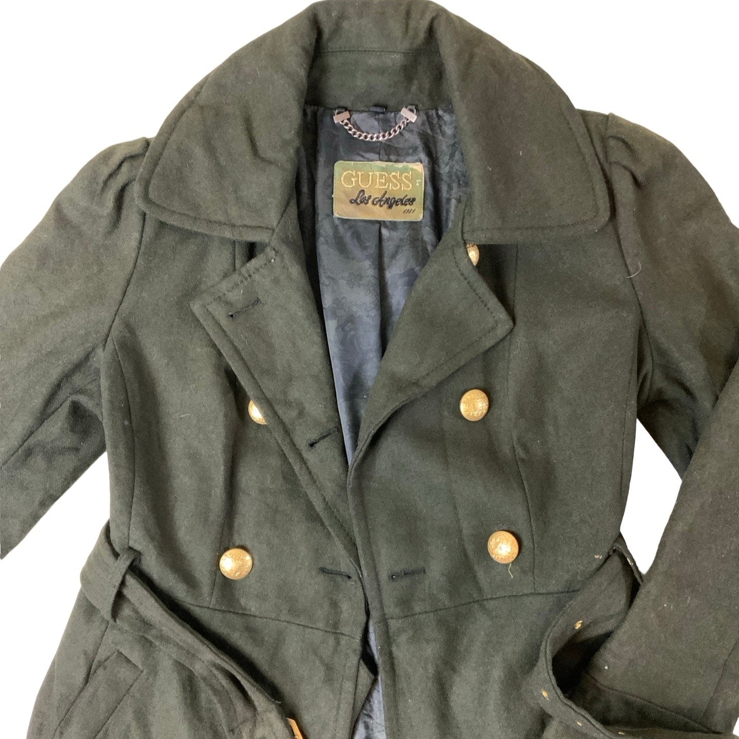 GUESS Double Breasted Green Military Peacoat S 10 12