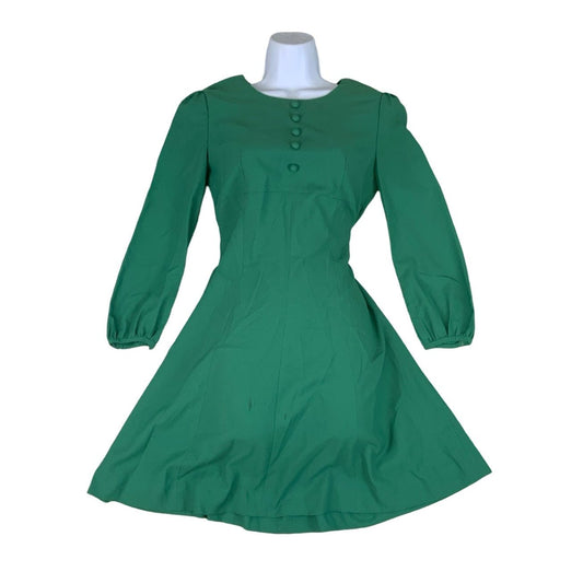 Vintage 60s 70s Green Aline Mini Scoop Neck Dress 8 10 12