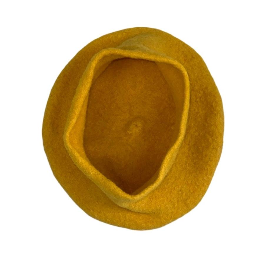 Vintage Yellow Felt Artist Warm Beret Hat