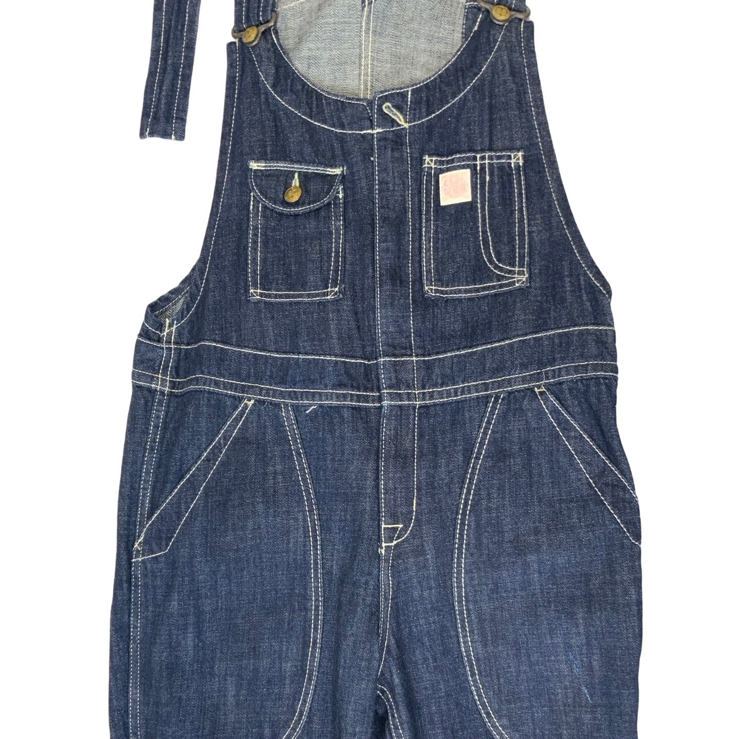 Vintage 90s Union Made Dark Blue Denim Dungarees Bib Overalls 34W 27L