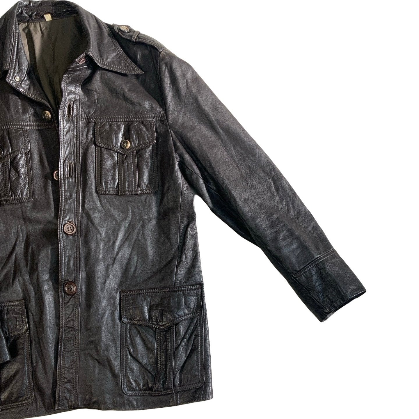 Brown Leather Coat Jacket 16 L