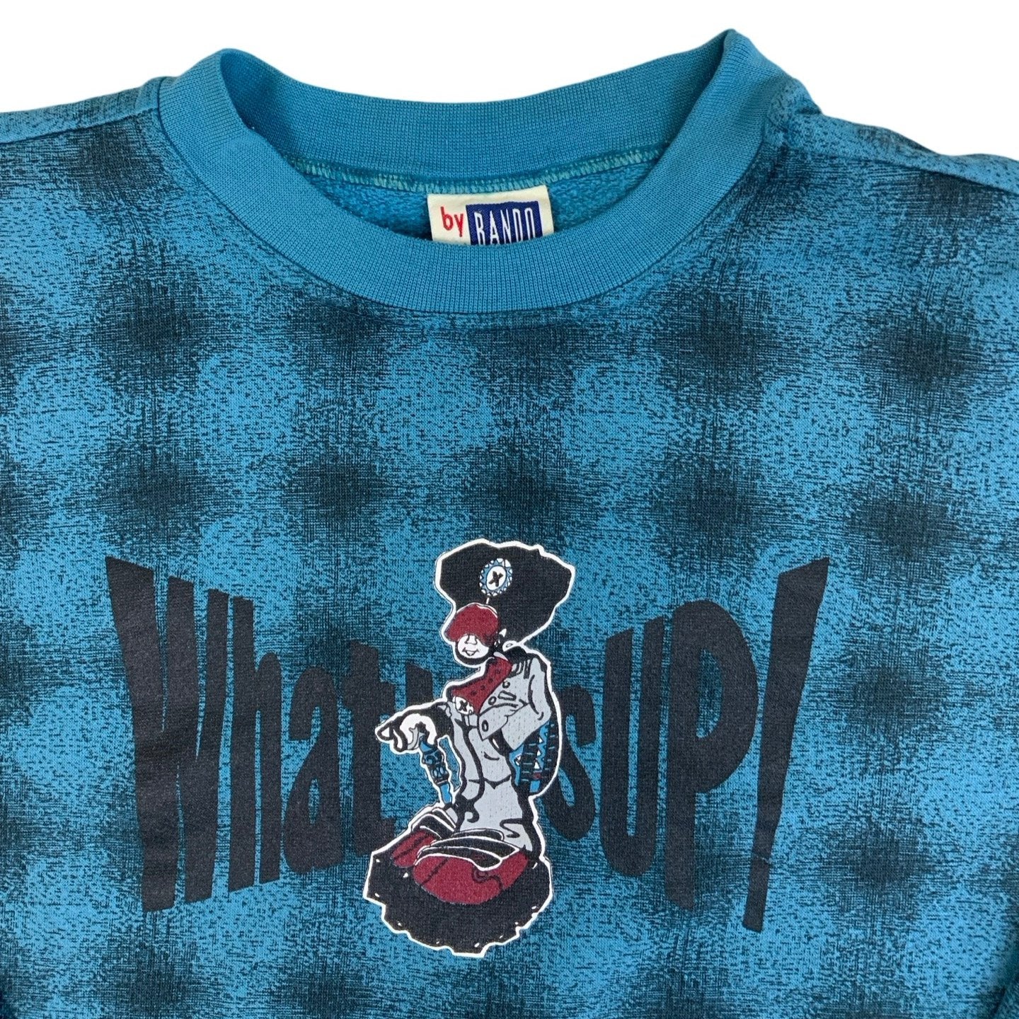 Vintage 90s Blue Black 'Whats Up!' 'Bando' Sweatshirt XL 20