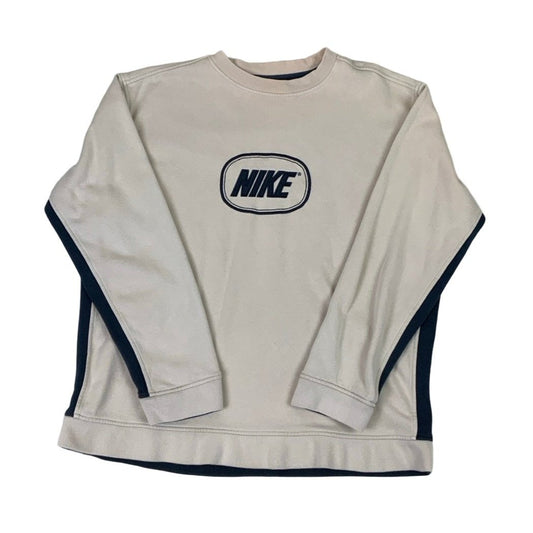 Vintage 90s 'Nike' Beige Navy Blue Sweatshirt XL