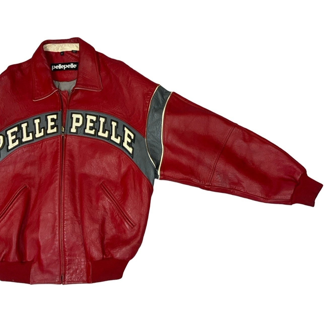 Vintage Pelle Pelle Red Leather Bomber Jacket 2XL 18 Worth The Weight Vintage