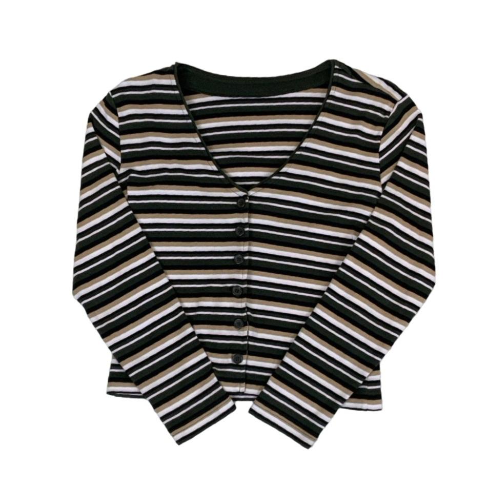 90s Y2K Street One Striped V-Neck Top S 10 12