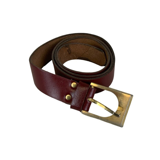 Vintage 90s Cherry Red Genuine 'Echt Leder' Leather Gold Buckle Belt