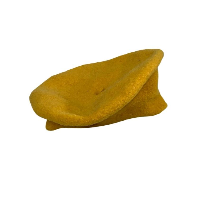 Vintage Yellow Felt Artist Warm Beret Hat