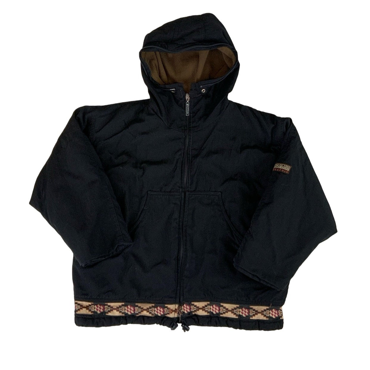 Napapijri Pattern Trimmed Black Jacket XS S