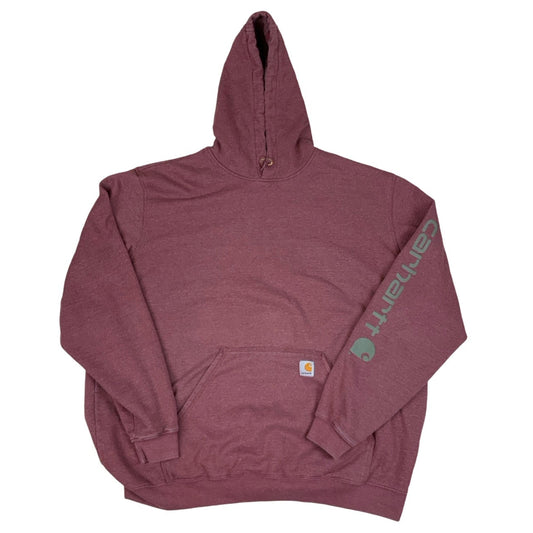 Burgundy Carhartt Workwear Spell Out Hoodie 2XL Tall