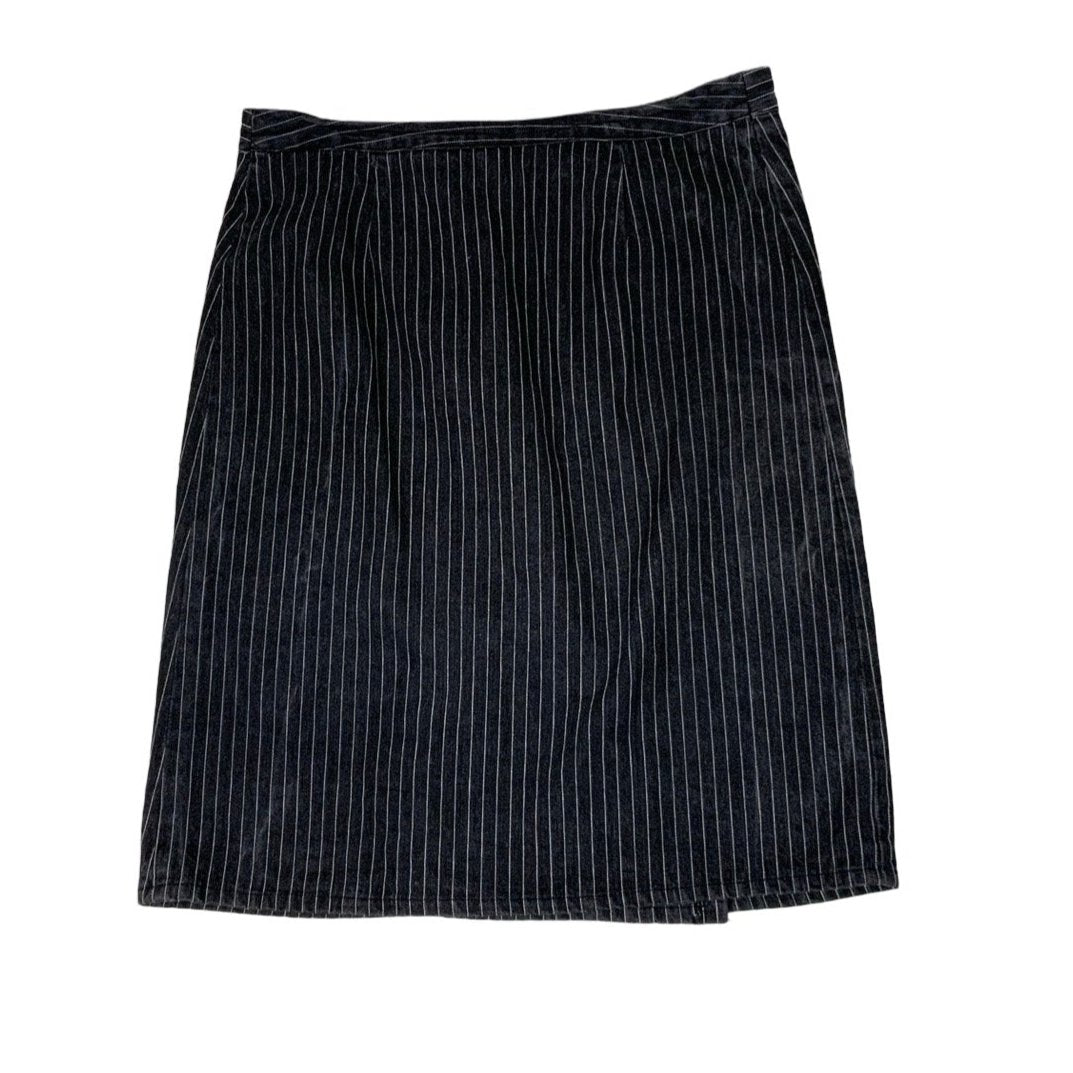 Vintage 90s 'Fiorucci' Denim Pinstripe Midi Skirt S M 14