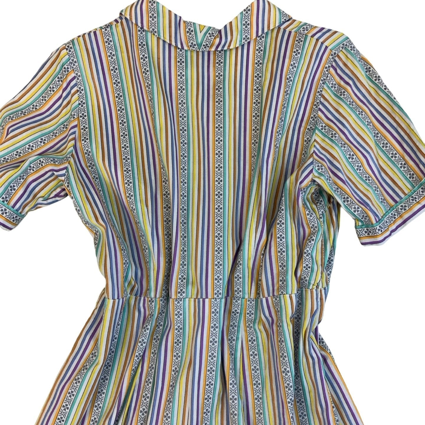 Vintage 60s Style Multicolour Stripe Collar Shift Midi Dress