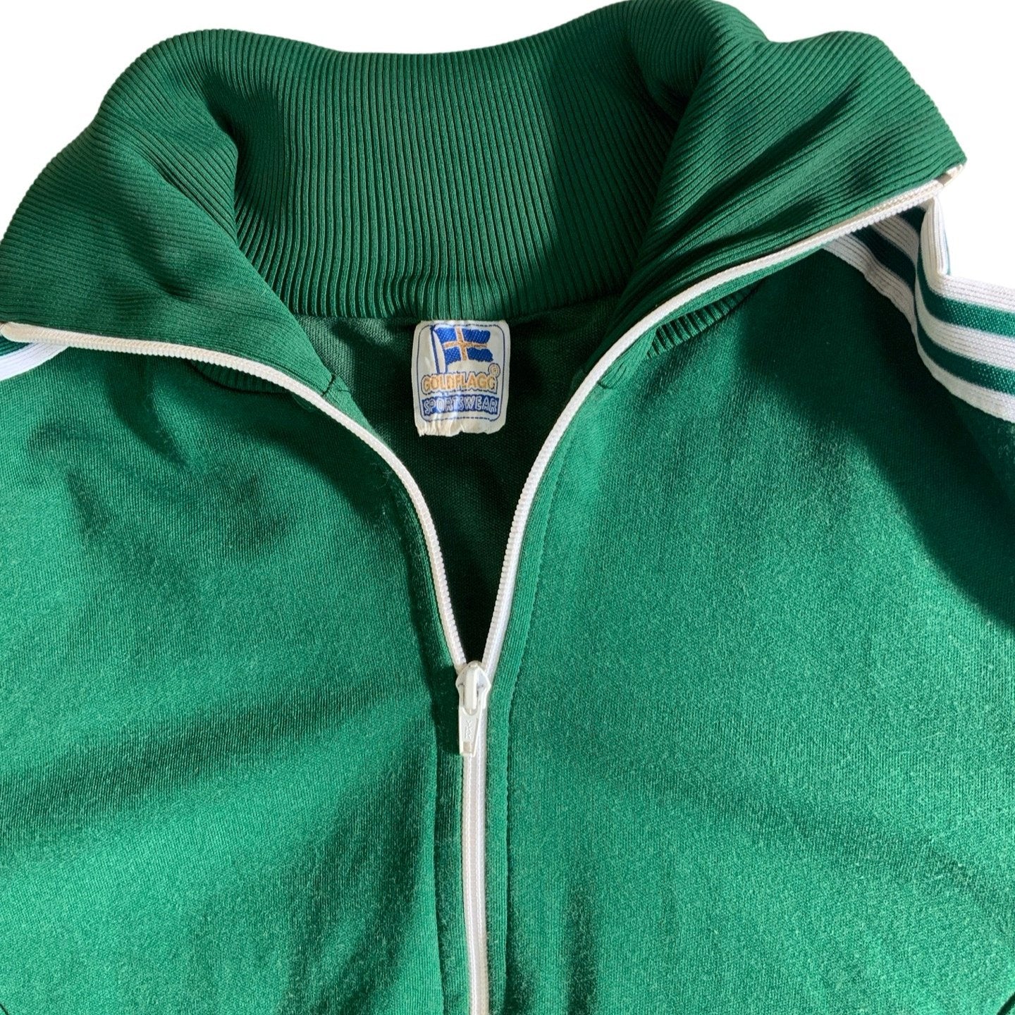 Vintage 80s 'Goldflagg' Green Zip-Up Sweatshirt L 16