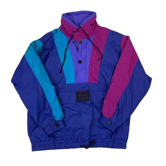 Vintage 90s 'Schöffel Image Unlimited' Pink Purple Green Pull-Over Windbreaker L XL