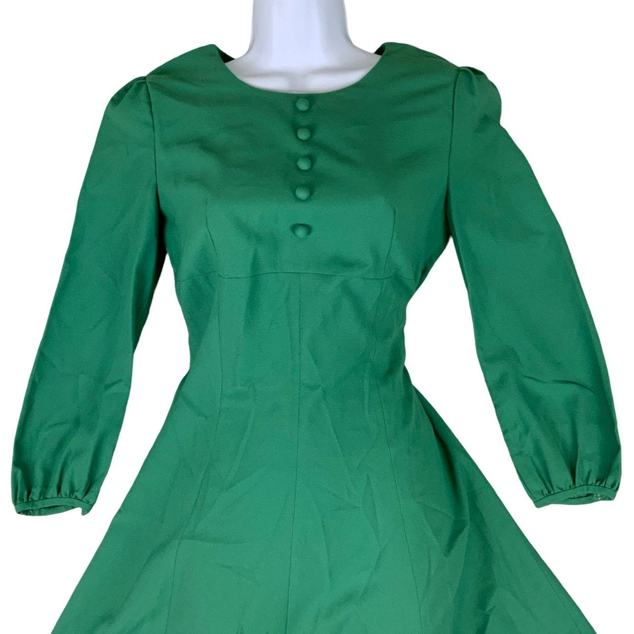 Vintage 60s 70s Green Aline Mini Scoop Neck Dress 8 10 12