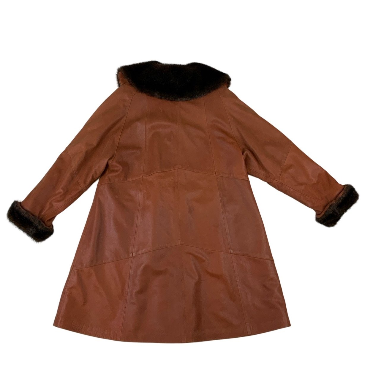 Vintage Leather Faux Fur Swing Coat 10 12