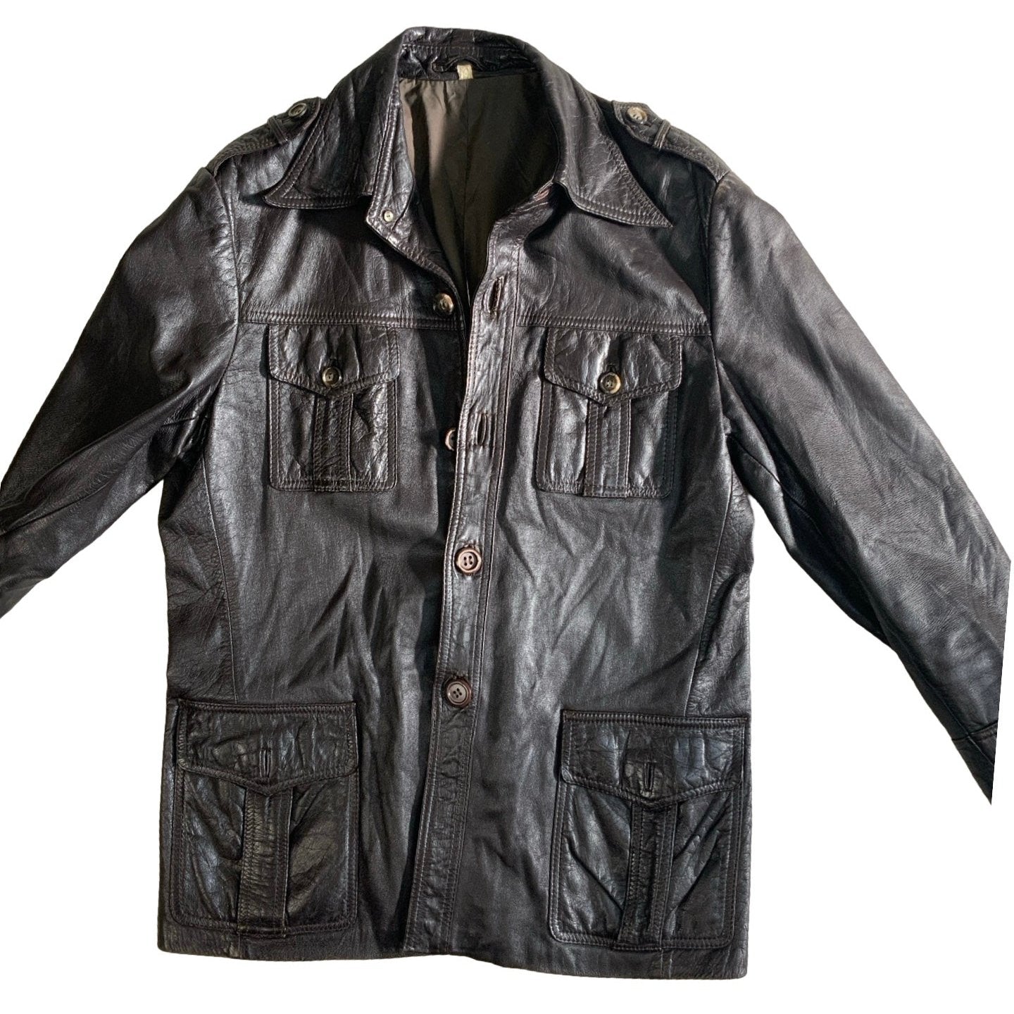 Brown Leather Coat Jacket 16 L