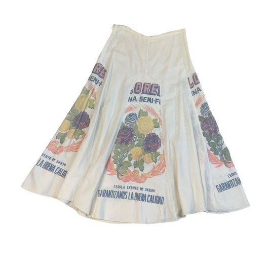 Vintage Cream Vintage Floral Swing Maxi Skirt XS 6