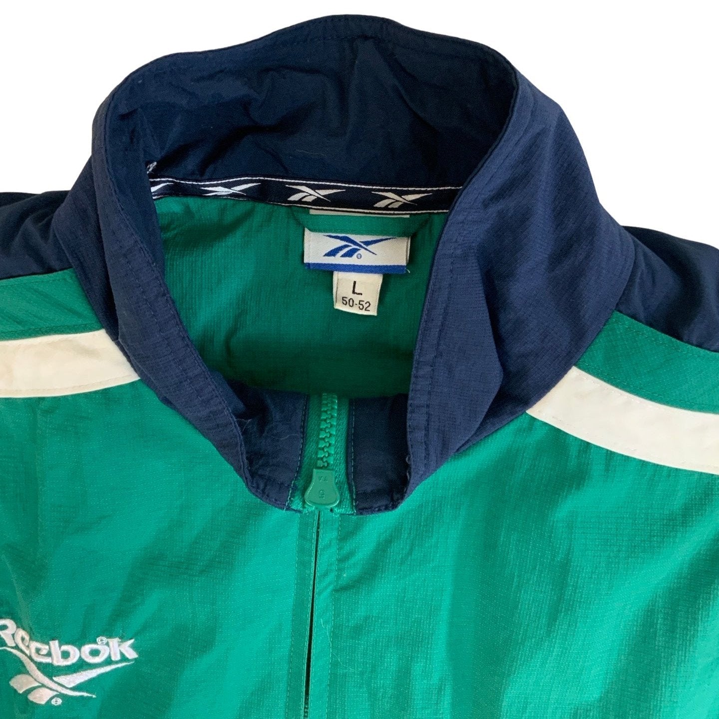 Vintage 90s Green Blue White Reebok Track Jacket XXXL