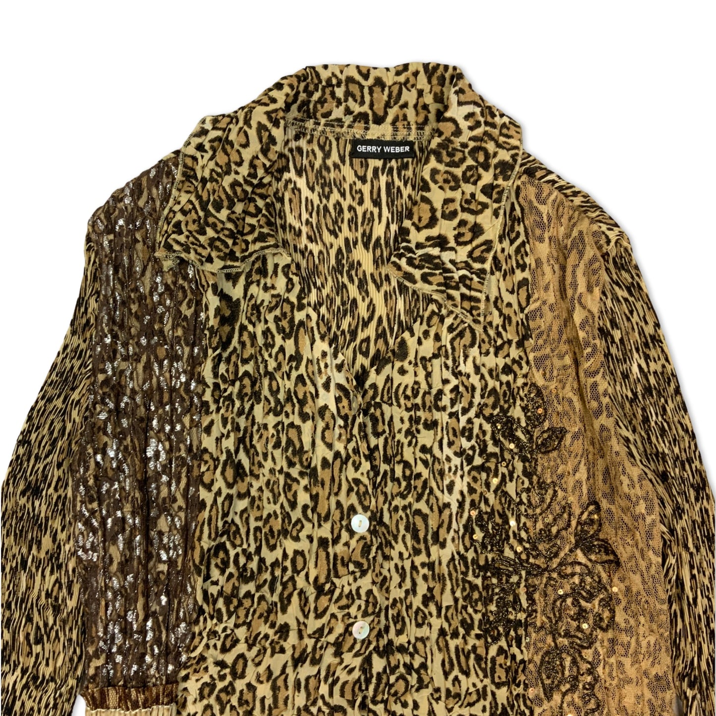 Y2K Cheetah Print Pleated Blouse 16