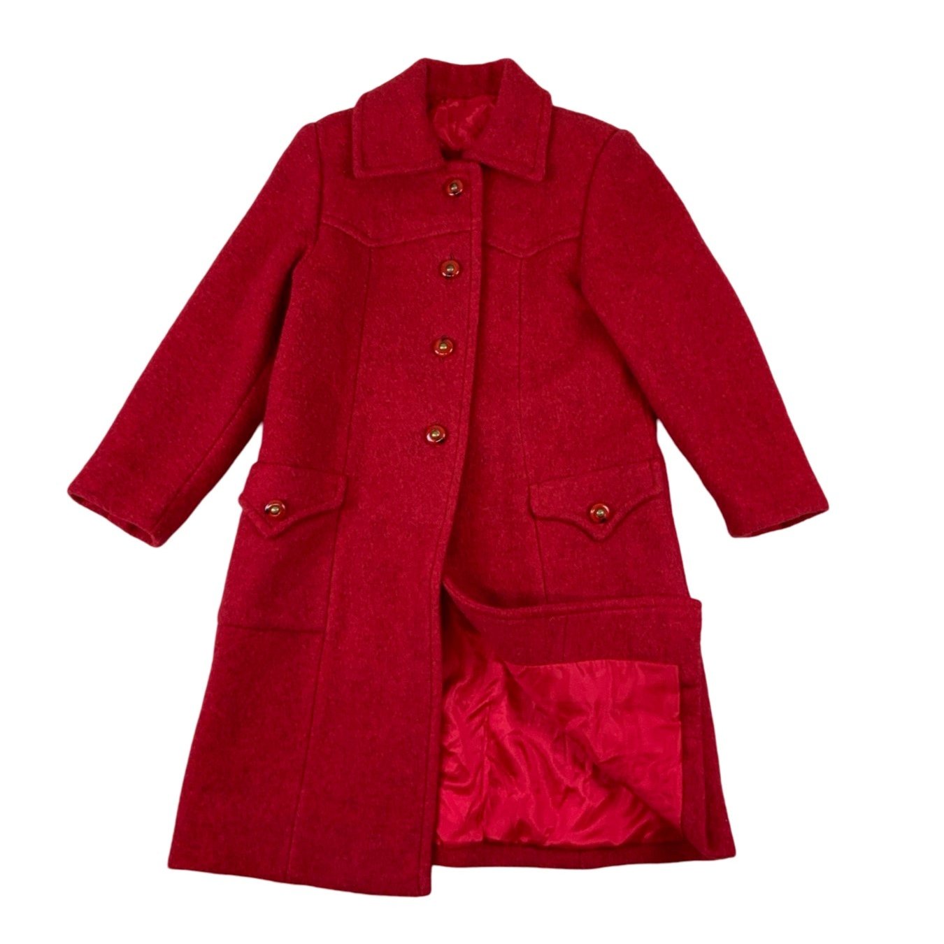 Vintage Red Wool Long Coat 8 10