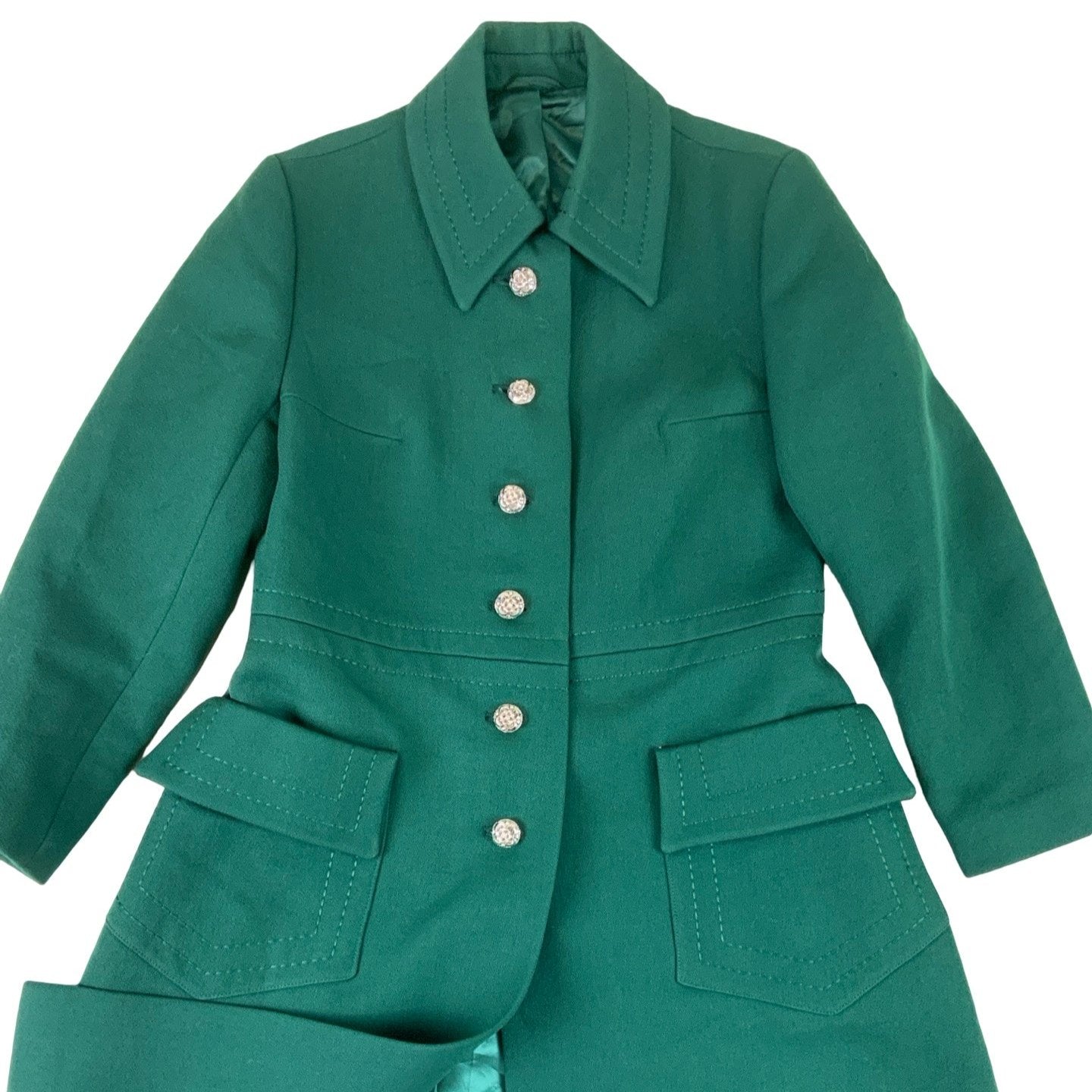 Vintage Emerald Wool Long Coat 14 16