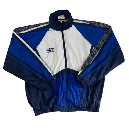 Vintage 90s White Blue Umbro Windbreaker Jacket XXL