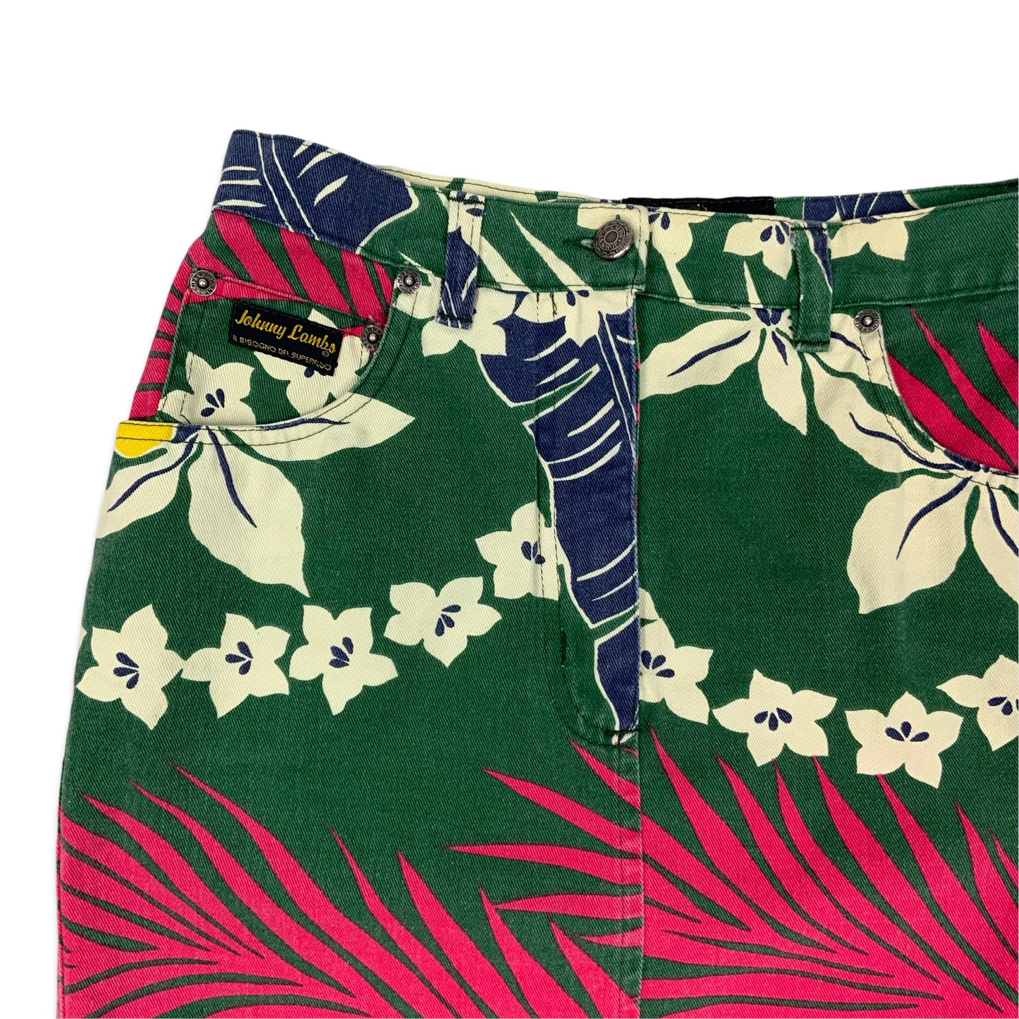 80s Johnny Lambs Hawaiian Floral Print Skirt 10
