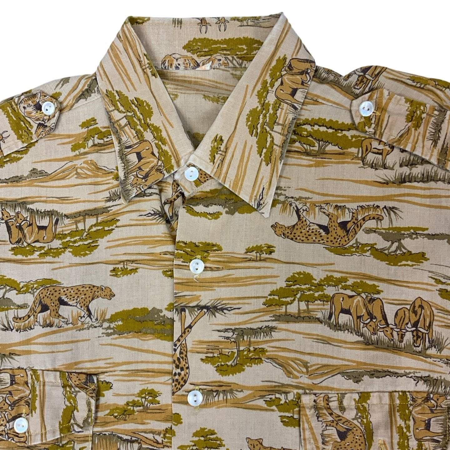 Vintage Brown Savannah Print Shirt L XL