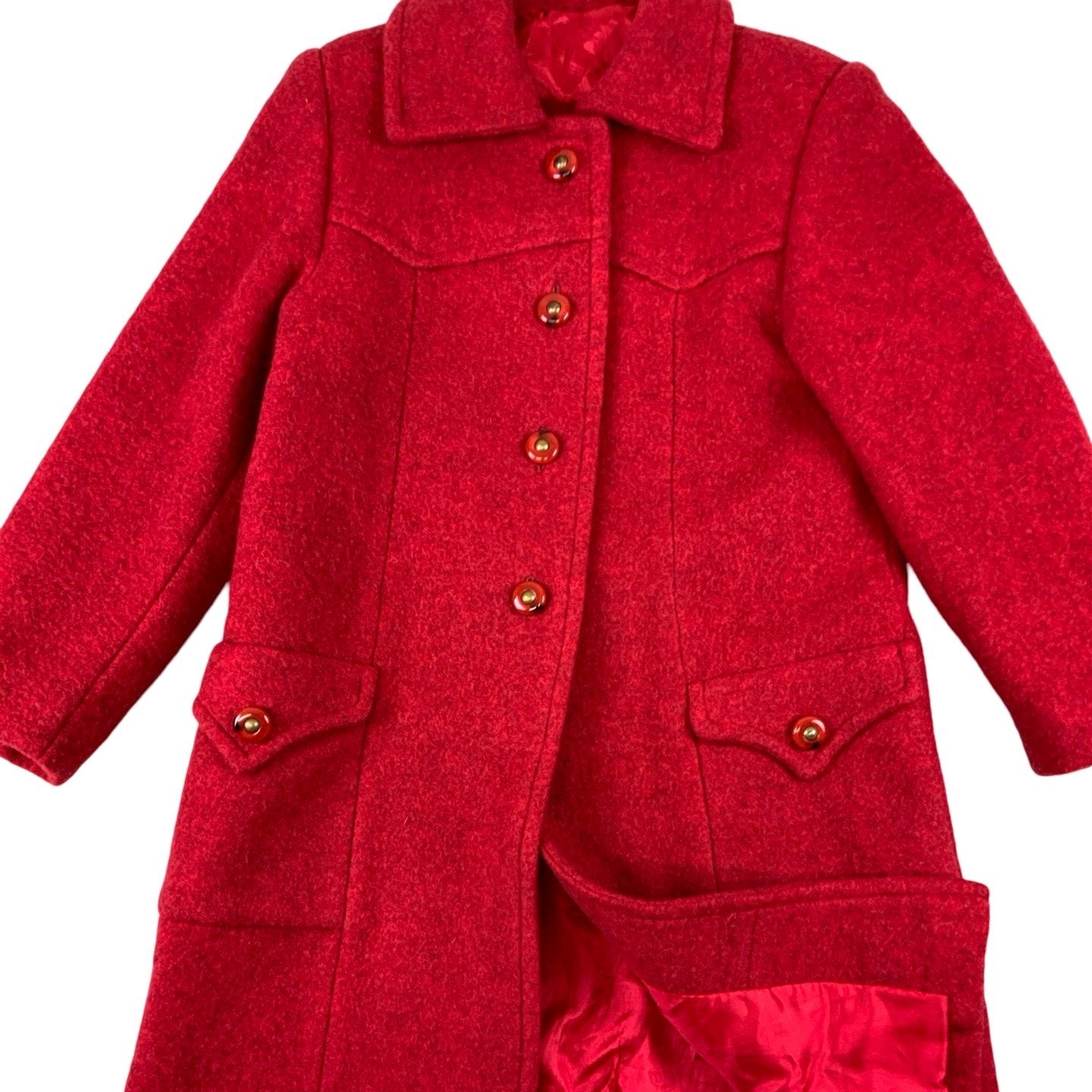 Vintage Red Wool Long Coat 8 10