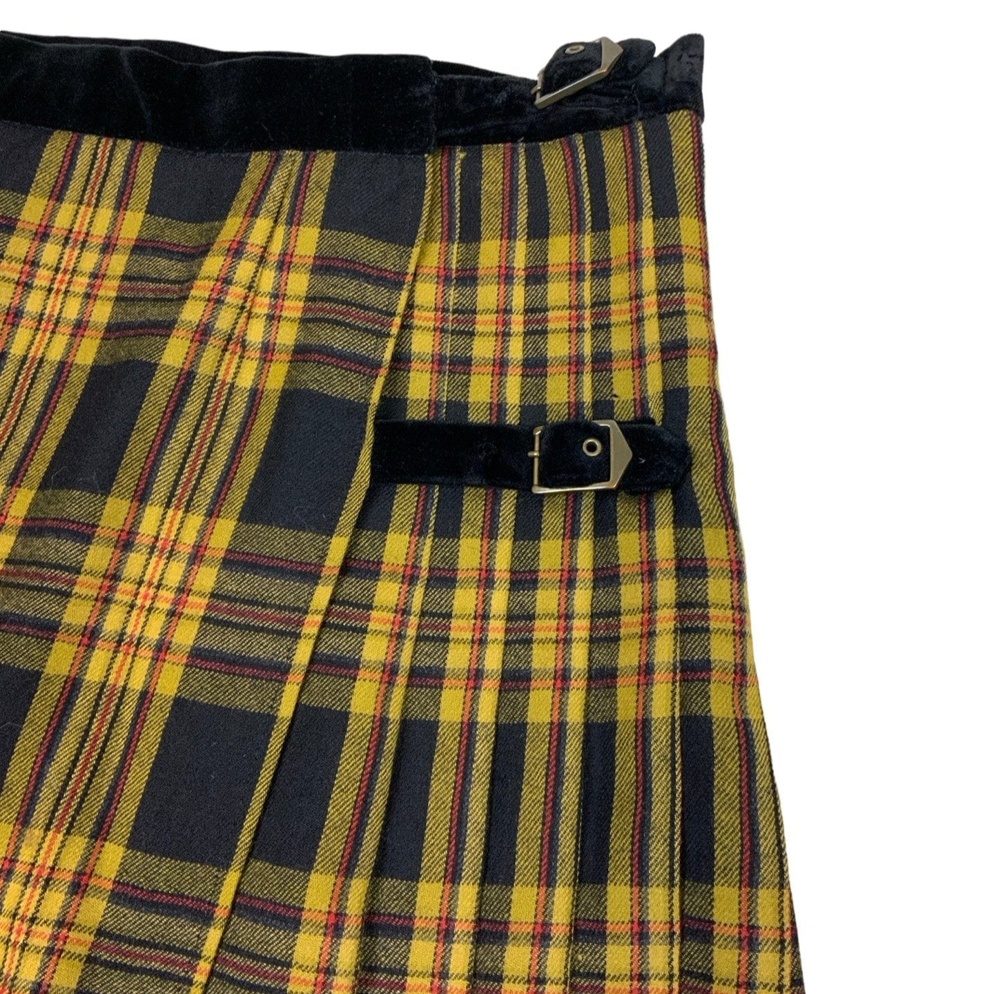 Vintage 'Hirsch Collections' Scottish Yellow Black Red Tartan Kilt XXL