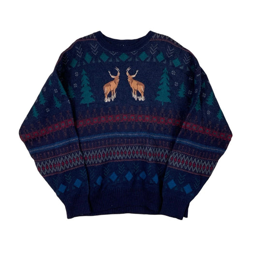 Vintage 80s Pendleton Knitted Deer Jumper M L