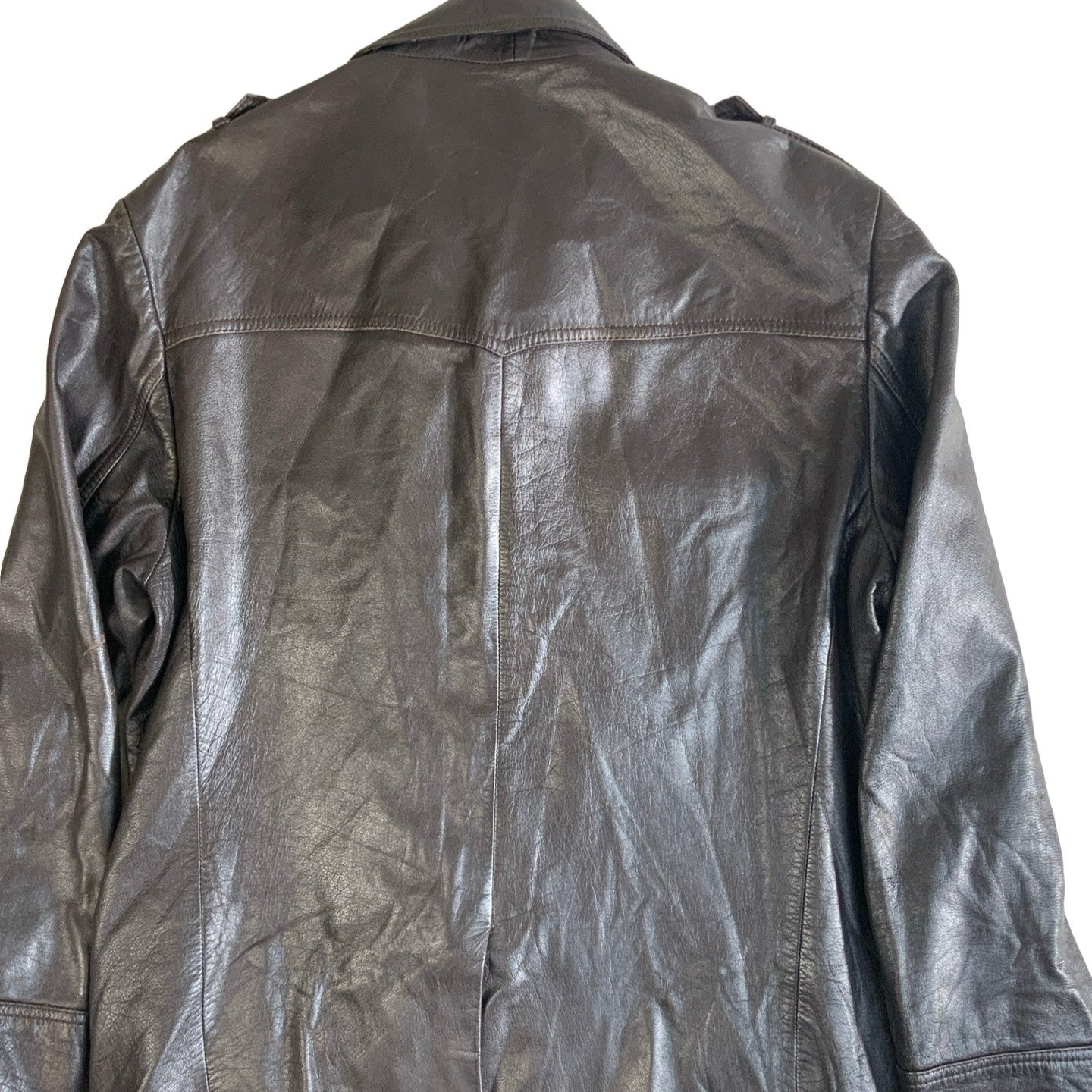 Brown Leather Coat Jacket 16 L