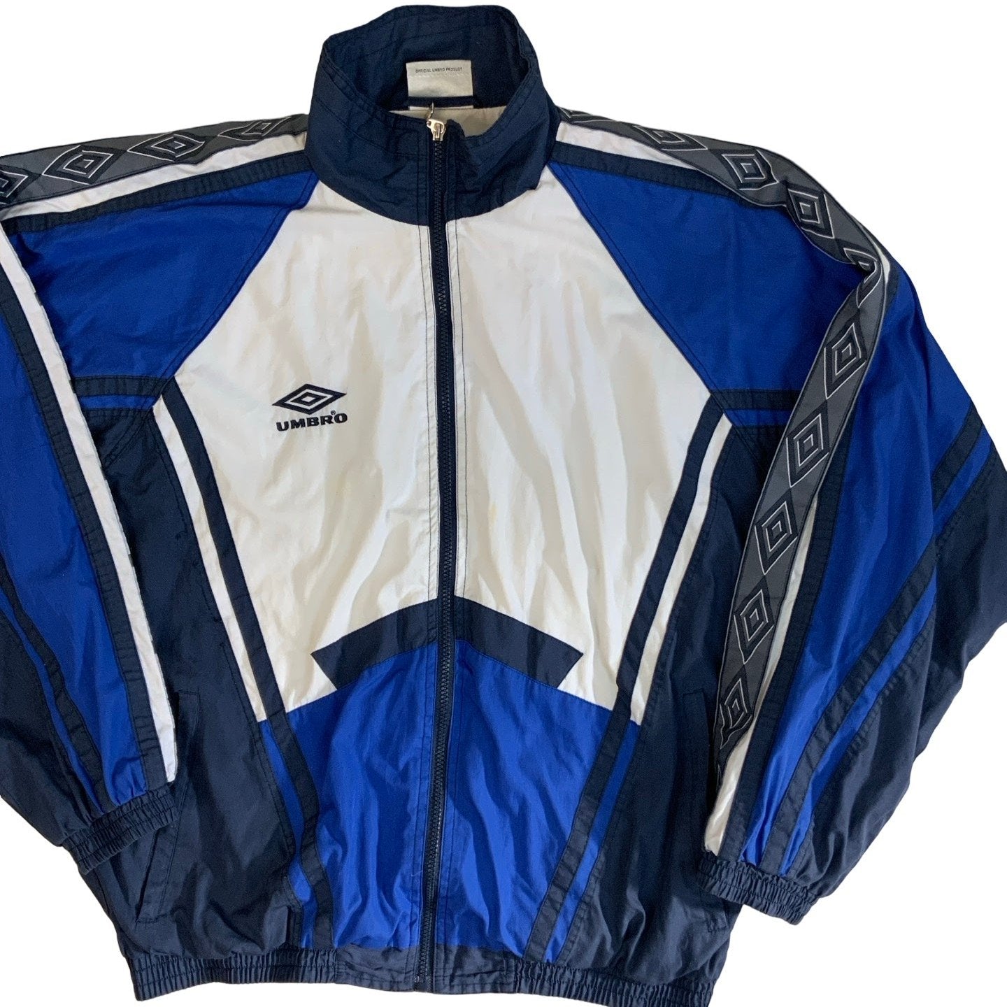 Vintage 90s White Blue Umbro Windbreaker Jacket XXL