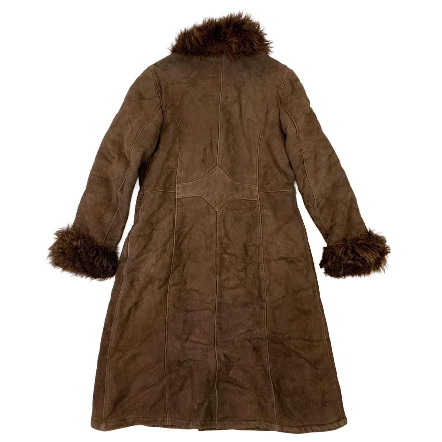 Vintage Brown Faux Fur Long Coat 10 12