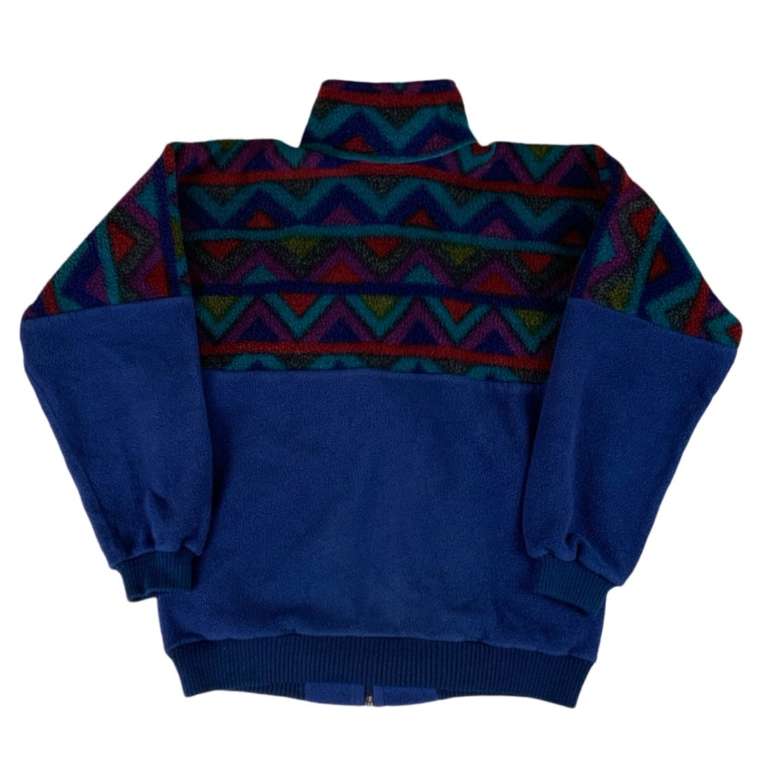 80s Colour Blocked Pattern Fleece Top XS S