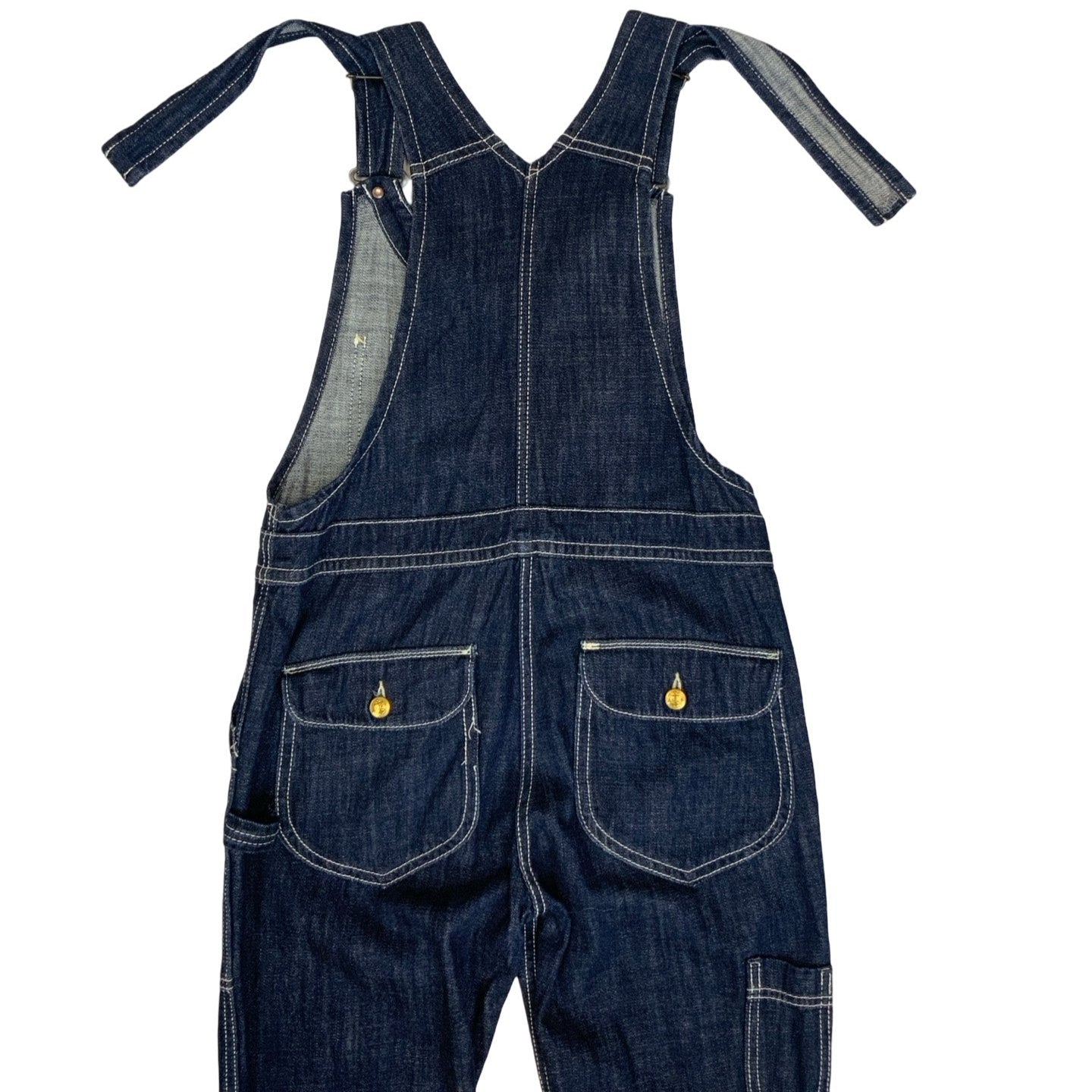 Vintage 90s Union Made Dark Blue Denim Dungarees Bib Overalls 34W 27L