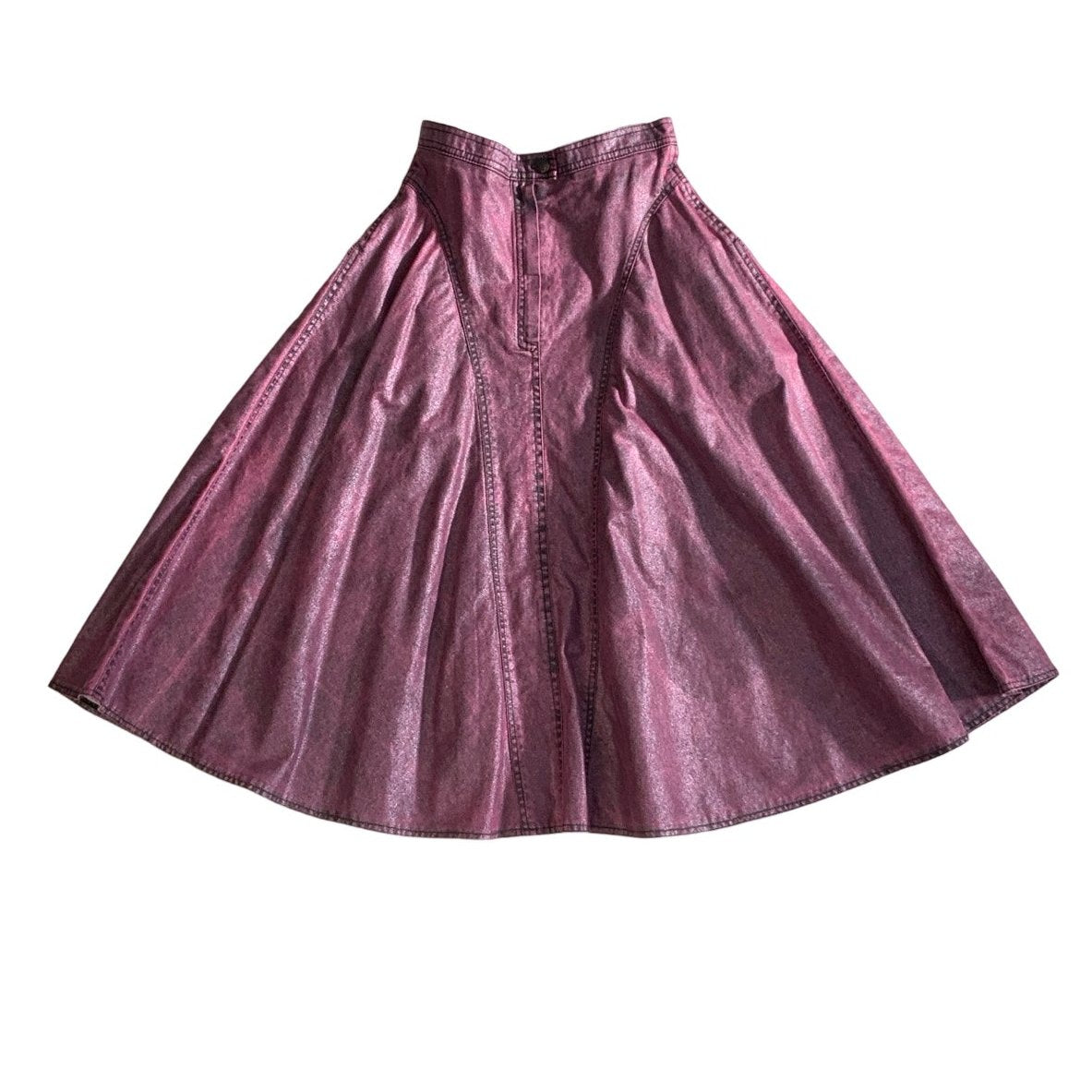 Y2K 90s Sparkle Pink Denim Swing Midi Skirt 8 10